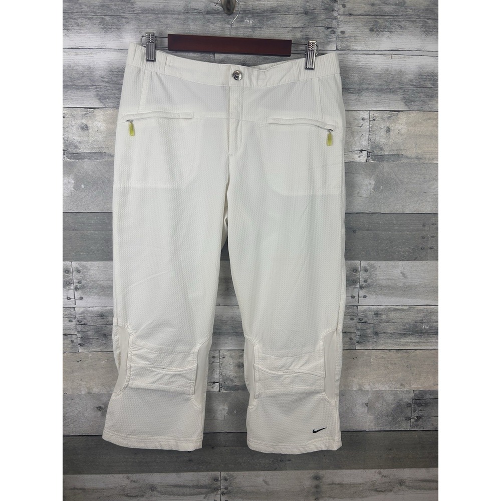 Nike Sphere Dry White Medium Textured Capri Pants White Athletic